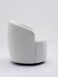 Velvet Fabric Swivel Accent Armchair Barrel Chair with Black Metal Ring Base White