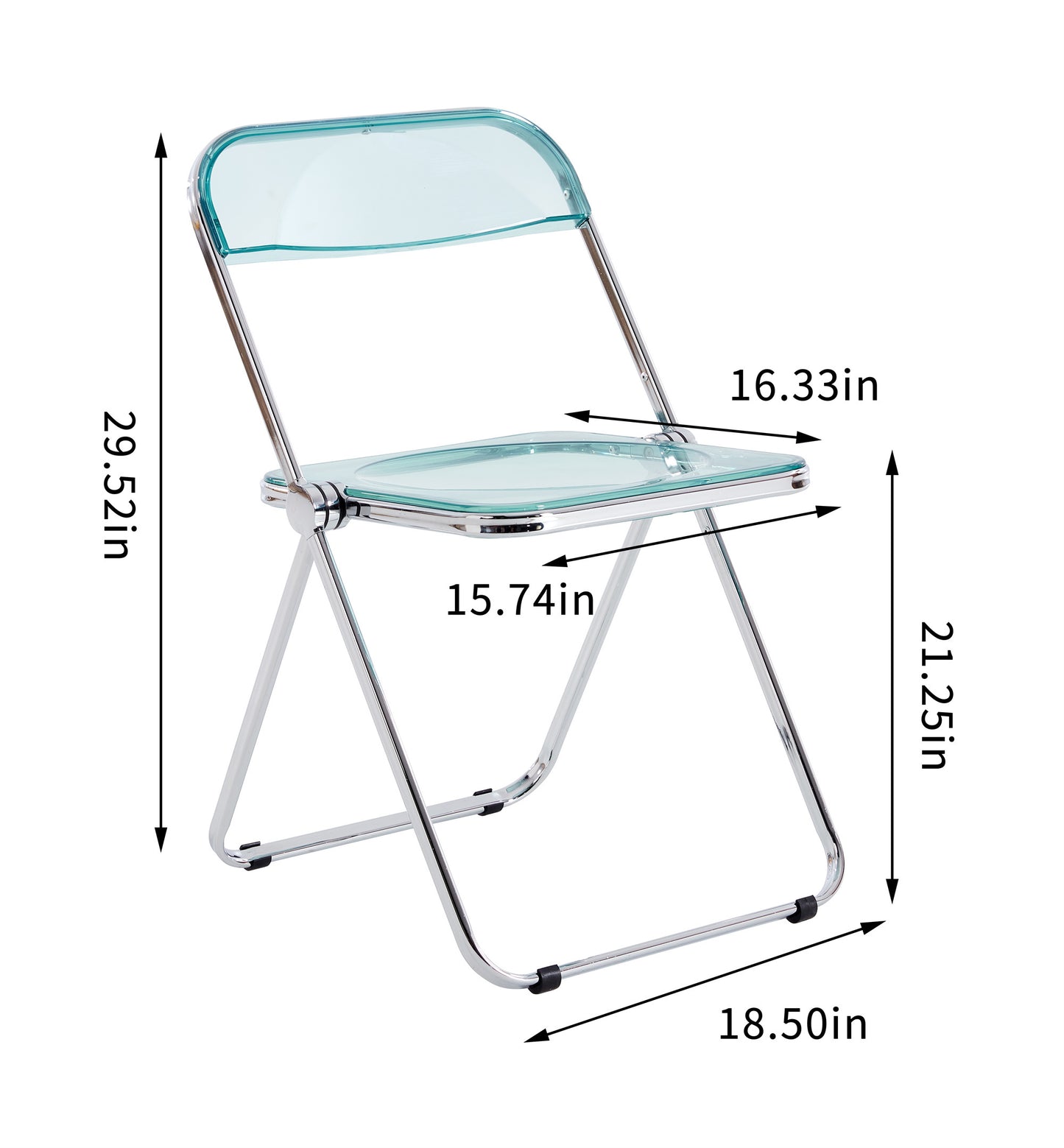 Clear Folding Chair Transparent Plastic Modern Living Room Seat Lightweight Comfortable Design