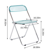 Clear Folding Chair Transparent Plastic Modern Living Room Seat Lightweight Comfortable Design