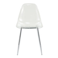 Modern Minimalist Transparent Dining Chair Set 6pcs Armless Nordic Makeup Stool with Silver Plated Metal Legs