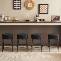 Set of 2 24 Inch Tall Round Upholstered Bar Stools for Kitchen and Coffee Shops Contemporary Design