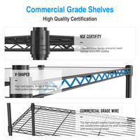 5 Tier Heavy Duty Wire Shelving Unit Adjustable Storage Shelves for Garage Kitchen Office Commercial Use Black