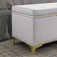 Large Storage Benches with Nailhead Trim Tufted Velvet 2 in 1 Combination for Living Room Entryway Hallway Bedroom Gold Legs 250lbs Capacity