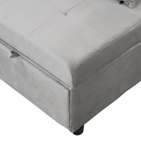 Folding Ottoman Sofa Bed Gray Versatile Space Saving Furniture for Living Room Guest Bed