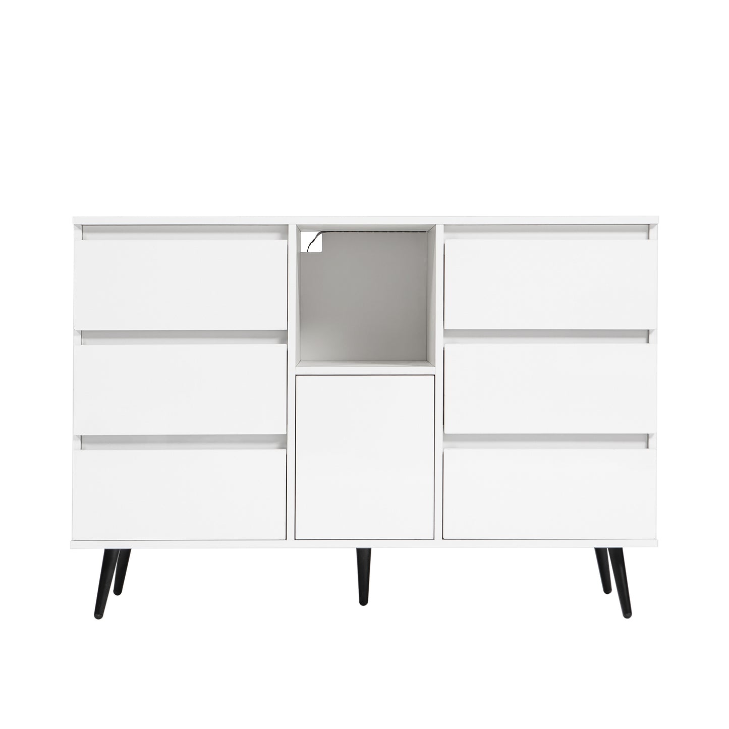 White High Gloss Living Room Sideboard Storage Cabinet with LED Light Modern Kitchen Buffet Wooden Display Unit