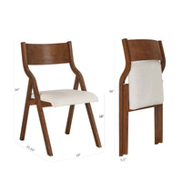 Upholstered folding Dining chair, space saving, easy to carry, Dining Room, 2-Pack-Walnut