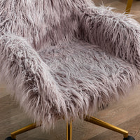 Modern Faux Fur Home Office Chair, Fluffy Chair For Girls, Makeup Vanity Chair