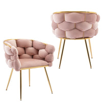 Luxury Velvet Single Sofa Chair Set of 2 Modern Simple Leisure Pink for Bedroom Dresser Stool Manicure Table Back Chair