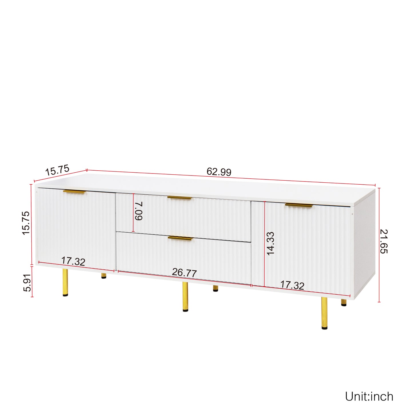 Modern Warm White TV Cabinet for Living Room Bedroom Storage Unit Entertainment Center