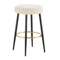 Counter Height Bar Stools Set of 2 PU Upholstered Kitchen Chairs 24 Inch with Gold Footrest for Home Bar and Balcony
