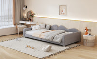 Twin size Upholstered Daybed, Sherpa Fabric Sofabed with Cloud-Shaped Backrest, No Box-spring Needed, Gray