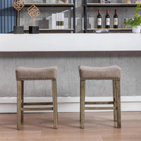 Counter Height 26" Bar Stools for Kitchen Counter Backless  Faux Leather Stools Farmhouse Island Chairs (26 Inch, Gray, Set of 2)