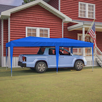 10x20 Blue Pop Up Canopy Tent with 6 Sidewalls Waterproof Commercial Outdoor Shelter Adjustable Height Carry Bag Sand Bags Ropes and Stakes