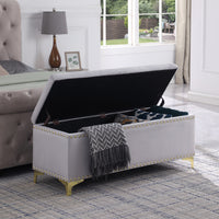 Large Storage Benches with Nailhead Trim Tufted Velvet 2 in 1 Combination for Living Room Entryway Hallway Bedroom Gold Legs 250lbs Capacity