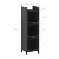 Modern Three-Tier Glass Door Cabinet with Four-Tier Storage for Entryway Living Room Bathroom Dining Room Matte Gray