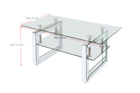 Transparent Tempered Glass Coffee Table 39.4 Inch Modern Design Living Room Furniture Stylish and Durable