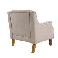 Vintage Brass Studded Accent Chair Set with Footrest Tufted Upholstered Armchair for Living Room Bedroom Reading