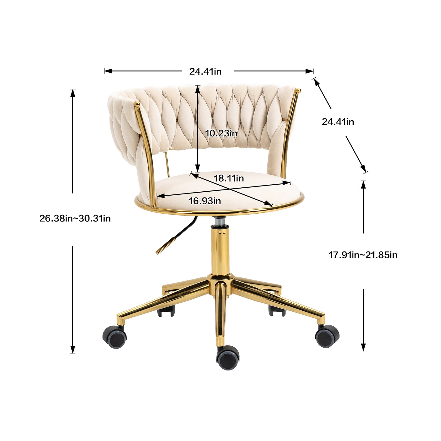 Computer Chair Office Chair Adjustable Swivel Chair Fabric Seat Home Study Chair