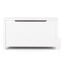 Kids Wooden Toy Box Storage with Safety Hinged Lid for Ages 2 and Up White