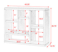 Open Wooden Shelf Bookcase Freestanding Display Storage Cabinet with 7 Cube Spaces for Living Room Entryway Storage