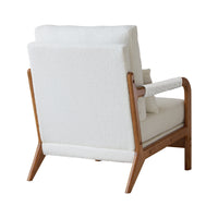 Modern Teddy Fabric Accent Chair Wood Frame Armchair for Living Room Cozy Upholstered Seat Stylish Home Furniture