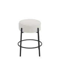 Set of 2 24 Inch Tall Round Upholstered Bar Stools for Kitchen and Coffee Shops Contemporary Design