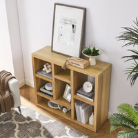 Open Wooden Shelf Bookcase Freestanding Display Storage Cabinet with 7 Cube Spaces for Living Room Entryway Storage