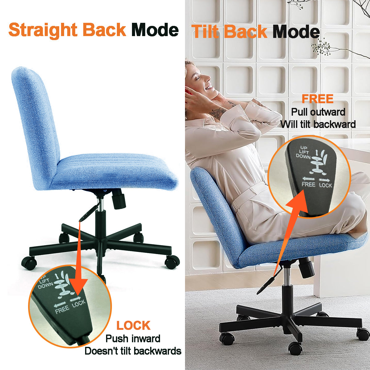 Armless Swivel Home Office Chair Sit Cross-legged Ergonomic Design Adjustable Height Comfortable Seating