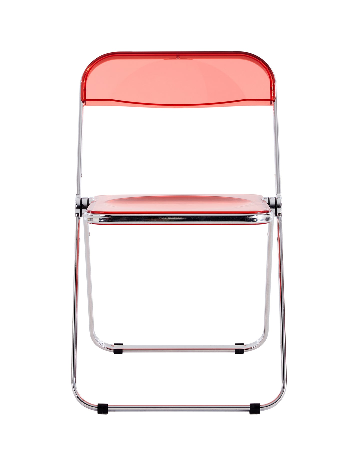 Clear Transparent Folding Chair Red Ruby PC Plastic Living Room Seat Stylish Modern Design