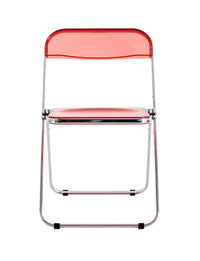 Clear Transparent Folding Chair Red Ruby PC Plastic Living Room Seat Stylish Modern Design