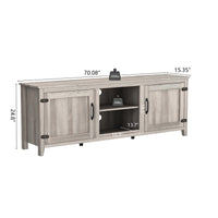 TV Stand Storage Media Console Entertainment Center with Two Doors in Grey Walnut Finish
