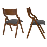 Upholstered folding Dining chair, space saving, easy to carry, Dining Room,No assembly required, 2-Pack-Grey+Walnut