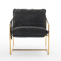 Dual Armchair Set in One Box Upholstered Hanging Chairs with Arm Pockets Metal Frame Dark Gray Crushed Foam Cushions for Living Room Bedroom