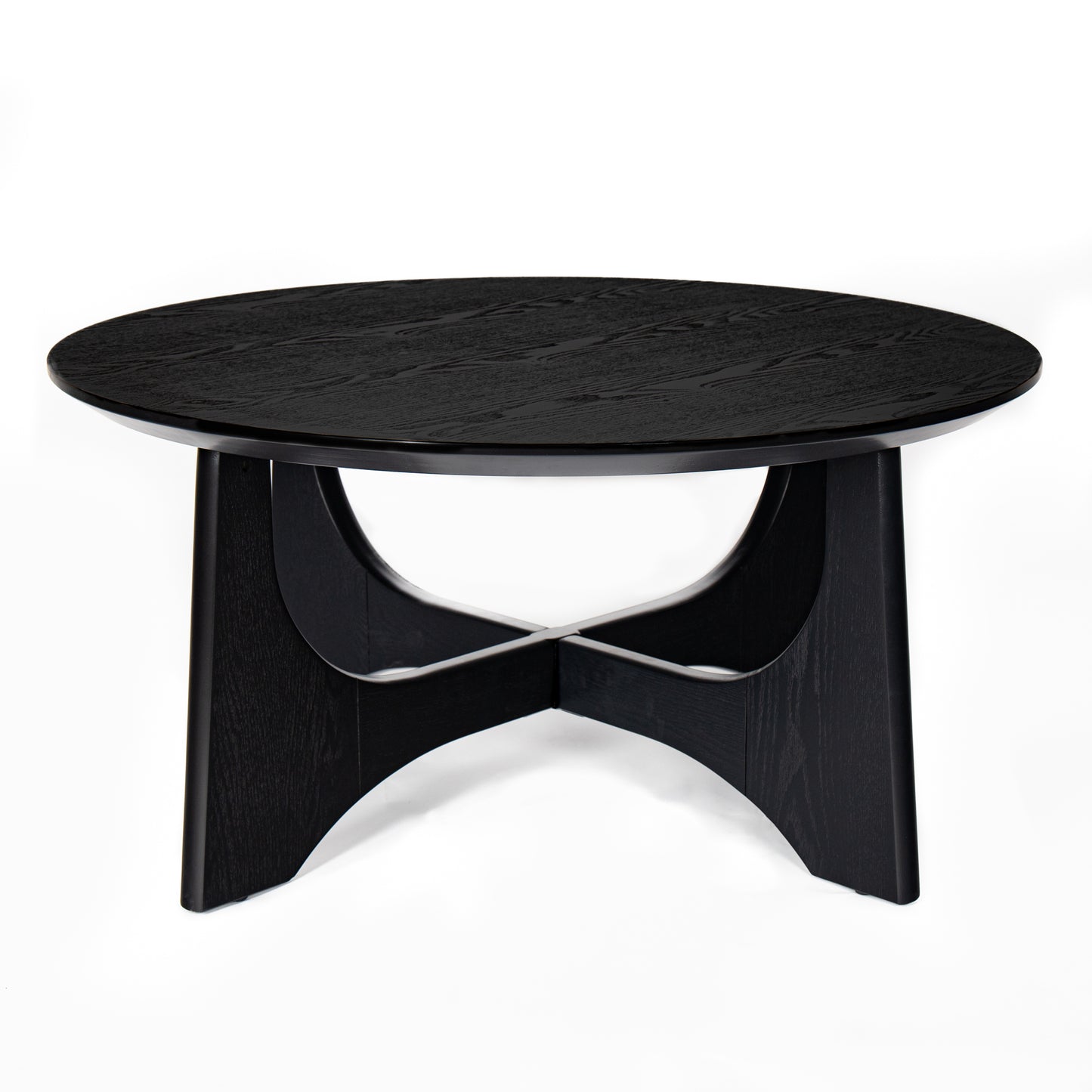 36 Inch Round Wooden Coffee Table for Living Room Reception Room Black Finish
