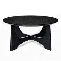 36 Inch Round Wooden Coffee Table for Living Room Reception Room Black Finish