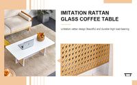 Chinese Style White Solid Wood Imitation Rattan Rectangular Coffee Table Small Living Room Low Table