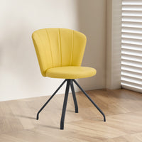 Light Yellow 360 degree  Swivel Makeup Chair PU Upholstered Vanity Chair with Black Metal Legs for Home Office Bedroom Dining Room