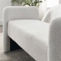 52 Inch Modern Contemporary Bench for Bedroom End of Bed Ottoman Couch Long Window Sitting Fireplace Teddy White Ivory