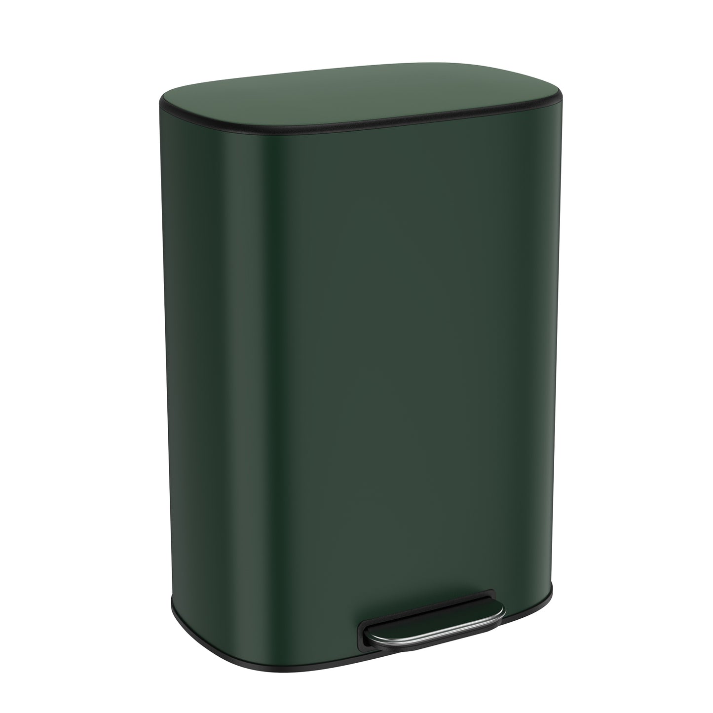 13 Gallon 50L Kitchen Foot Pedal Soft Close Trash Can Stainless Steel Ellipse Design Green