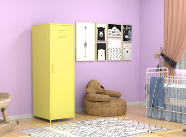 Yellow Steel Storage Cabinet with Single Door for Home Office Organization