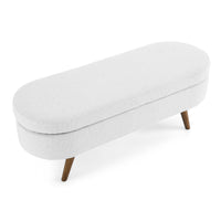 Ottoman Storage Bench with Rubber Wood Legs White 43.5x16x16 Stylish Furniture for Living Room Entryway Bedroom