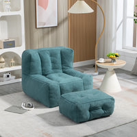 Memory Foam Bean Bag Chair with Ottoman for Adults and Kids, Soft Modern Sofa for Living Room and Bedroom