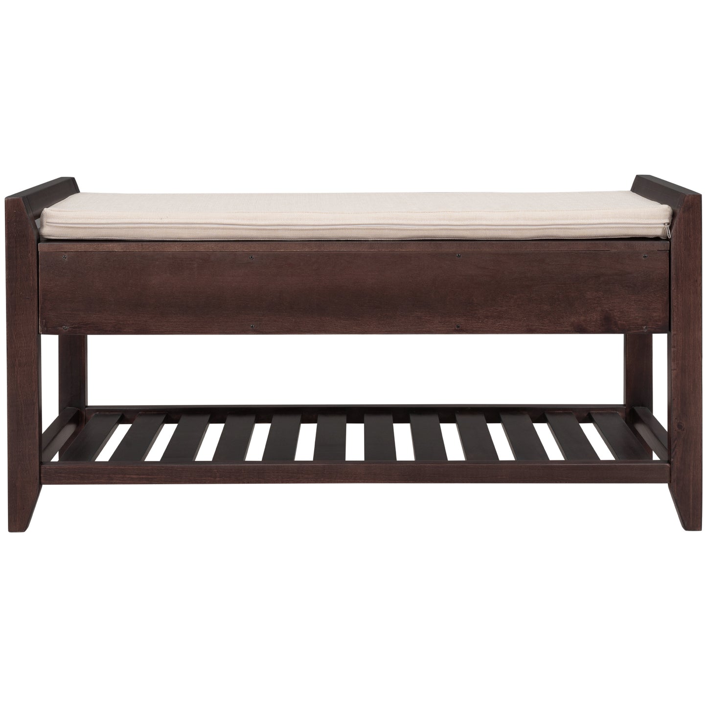 Multipurpose Entryway Storage Bench with Cushioned Seat and Drawers Espresso Shoe Rack for Home Organization