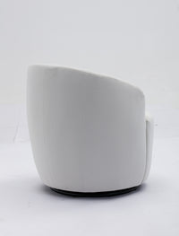 Velvet Fabric Swivel Accent Armchair Barrel Chair with Black Metal Ring Base White