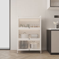 Pantry Storage Cabinet with Doors Freestanding Cupboard for Dining Room Living Room White Retractable Doors 140 Character Limit