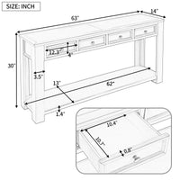 Console Table with Storage Drawers and Bottom Shelf for Entryway or Hallway - Gray Wash Finish