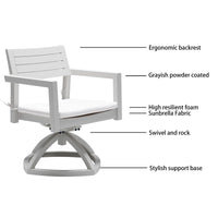 Outdoor Patio Aluminum Swivel Rocker 2PCS with Outdoor-grade Sunbrella Fabric Cushions, Grayish