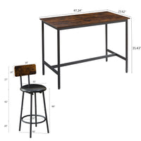 Industrial Style 5-Piece Bar Set with 4 Backrest Chairs and Iron Wood Table for Kitchen Restaurant Bar