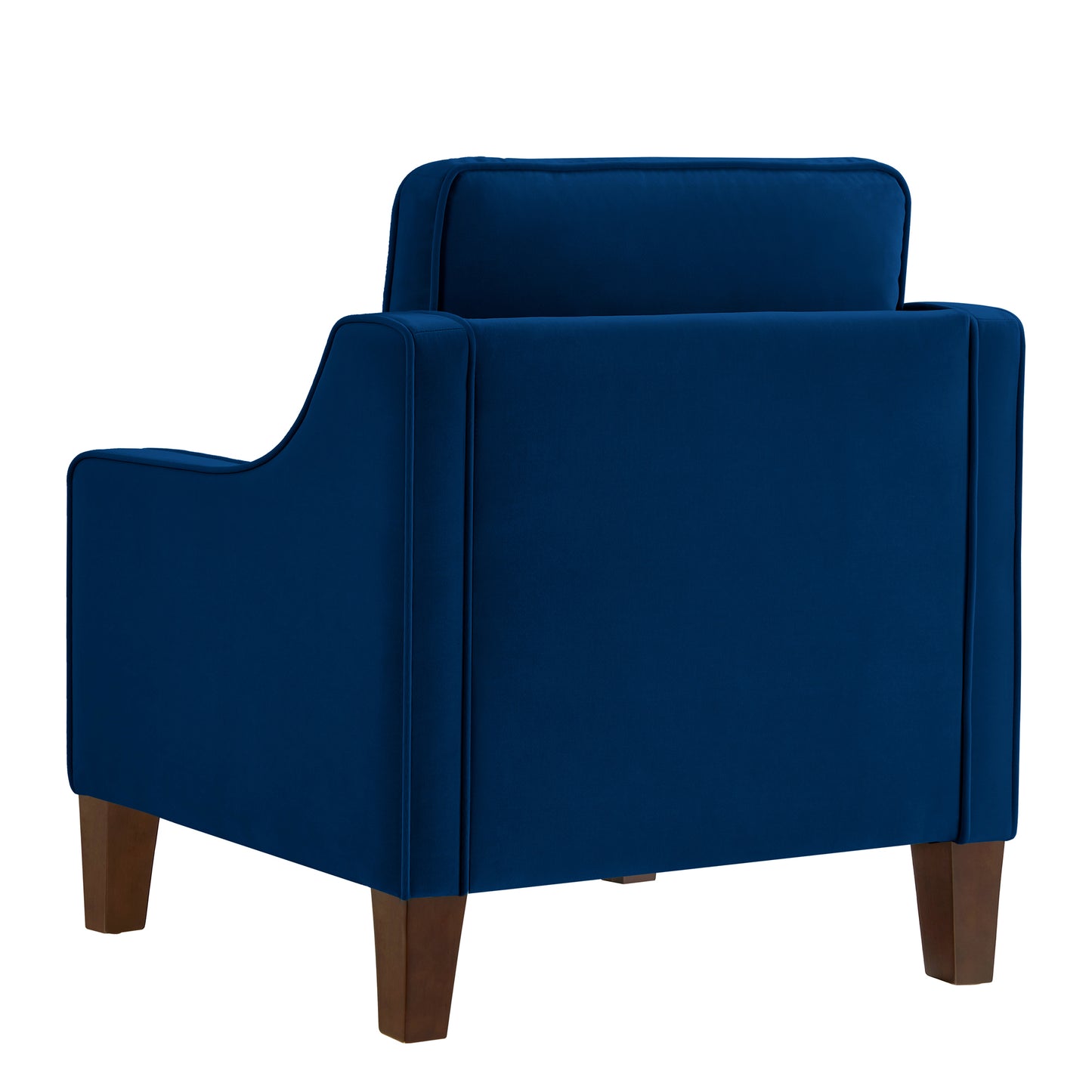 Modern Armchair, Living Room Single Seat Sofa Chair with Wooden Legs, Upholstered Velvet Accent Chair for Living Room, Bedroom,Navy