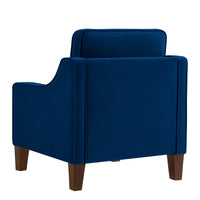 Modern Armchair, Living Room Single Seat Sofa Chair with Wooden Legs, Upholstered Velvet Accent Chair for Living Room, Bedroom,Navy